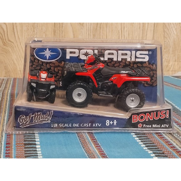 NWT Polaris Got Mud 1/18 Scale Die Cast ATV 2 Pack Red Brand-new SEALED UNOPENED - Picture 1 of 6